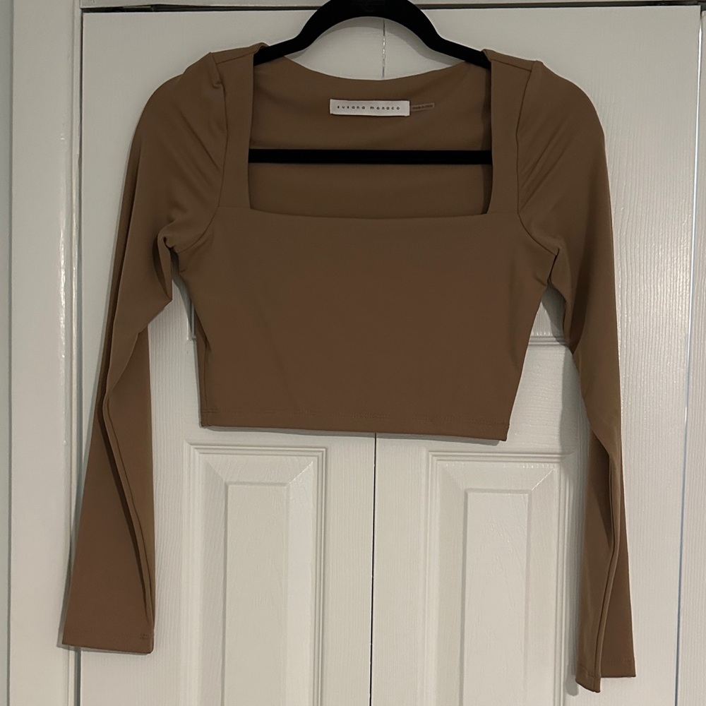 Susana Monaco Brown Square Neck Bodysuit